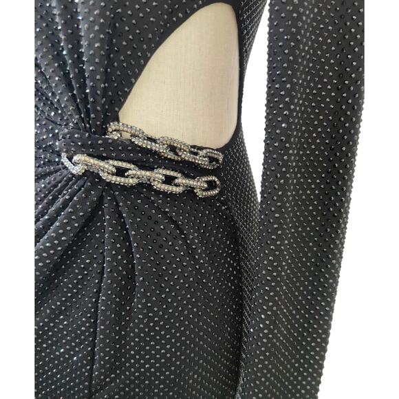 SELF PORTRAIT Black Rhinestone Embellished Maxi Dress UK 6 US 2 - Picture 7 of 7